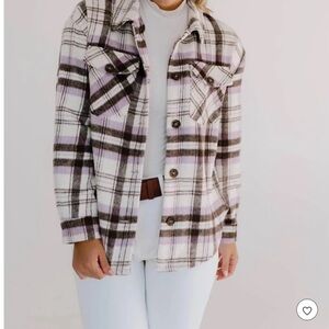 Love Tree Plaid Button-Up Jacket